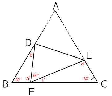 三角形を折り曲げた図
