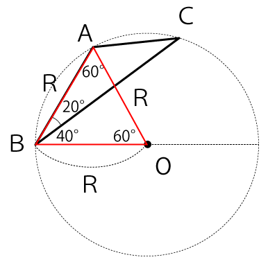 円に内接する三角形の角度